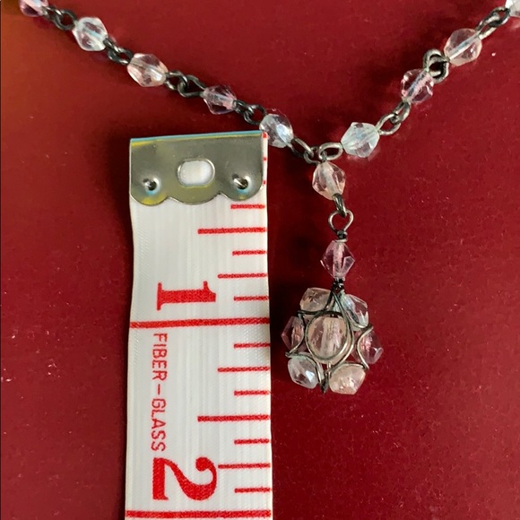Necklace light pink see through beaded in chain - Picture 5 of 12